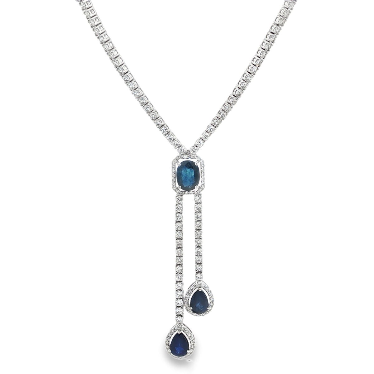 Jai's 18K White Gold Multi-cut Sapphire & Diamond Necklace