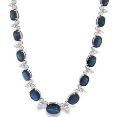 Jai's 18K White Gold Oval Sapphire & Pear-cut Diamond Necklace