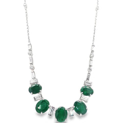 Jai's 18K White Gold Oval Emerald & Baguette-cut Diamond Necklace