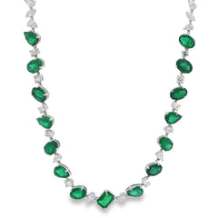 Jai's 18K White Gold Multi-cut Emerald & Diamond Necklace