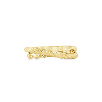 Jai's 14K Yellow Gold Sparkling Criss-cross Ring