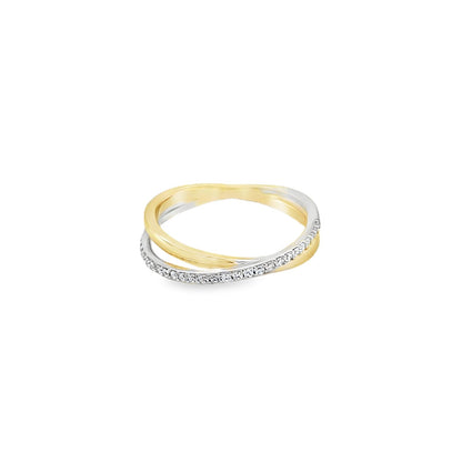 Jai's 14K Two-tone Sparkling Criss-cross Ring