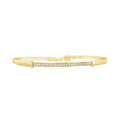 Jai's 14K Yellow Gold Sparkling Engraved Bangle