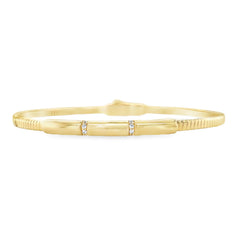 Jai's 14K Yellow Gold Sparkling Engraved Bangle
