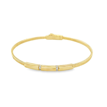 Jai's 14K Yellow Gold Sparkling Engraved Bangle