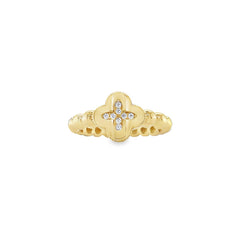Jai's 14K Yellow Gold Sparkling Clover Ring