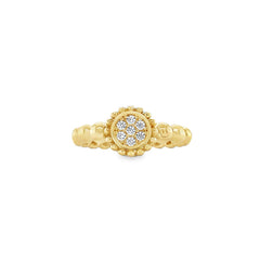 Jai's 14K Yellow Gold Sparkling Beaded Floral Ring