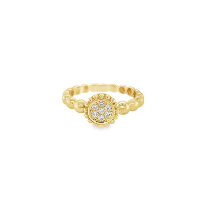 Jai's 14K Yellow Gold Sparkling Beaded Floral Ring