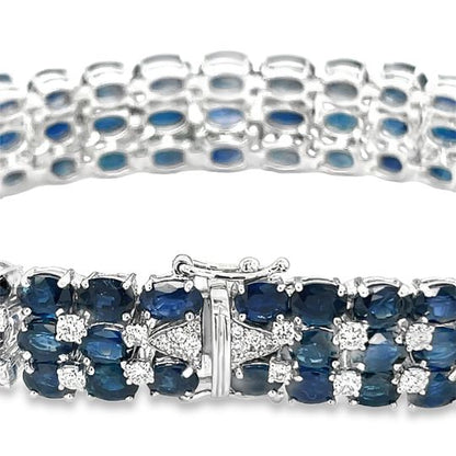 Jai's 18K White Gold Oval Sapphire & Diamond Bracelet