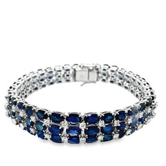 Jai's 18K White Gold Oval Sapphire & Diamond Bracelet