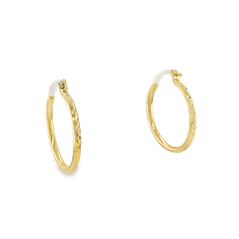 Jai's 14K Yellow Gold Engraved Hoops