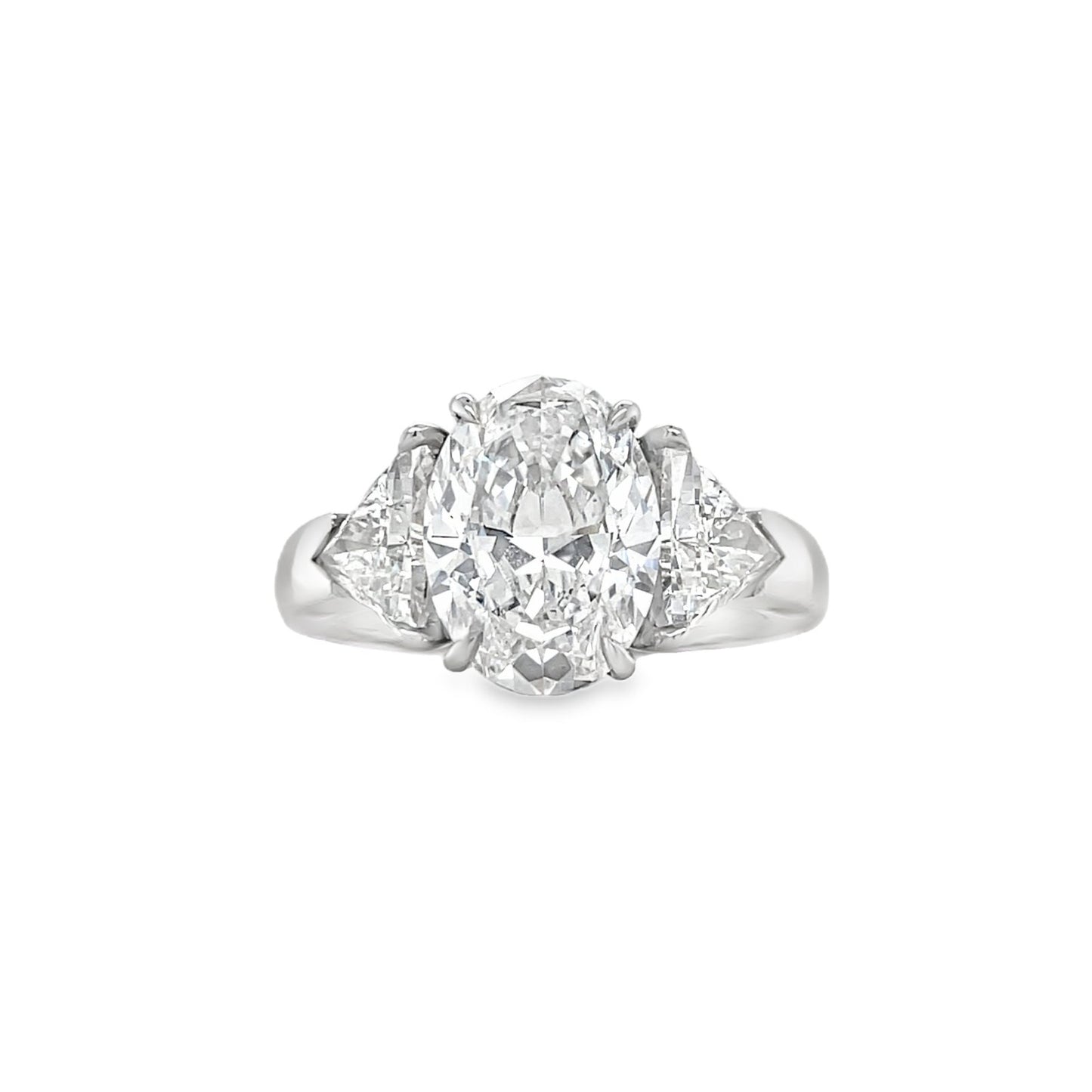 Hans Krieger's Platinum Oval & Trillion-cut Diamond Engagement Ring