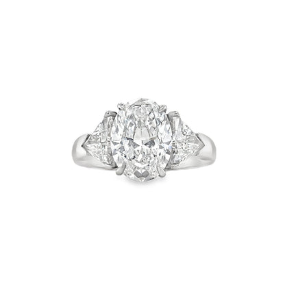 Hans Krieger's Platinum Oval & Trillion-cut Diamond Engagement Ring