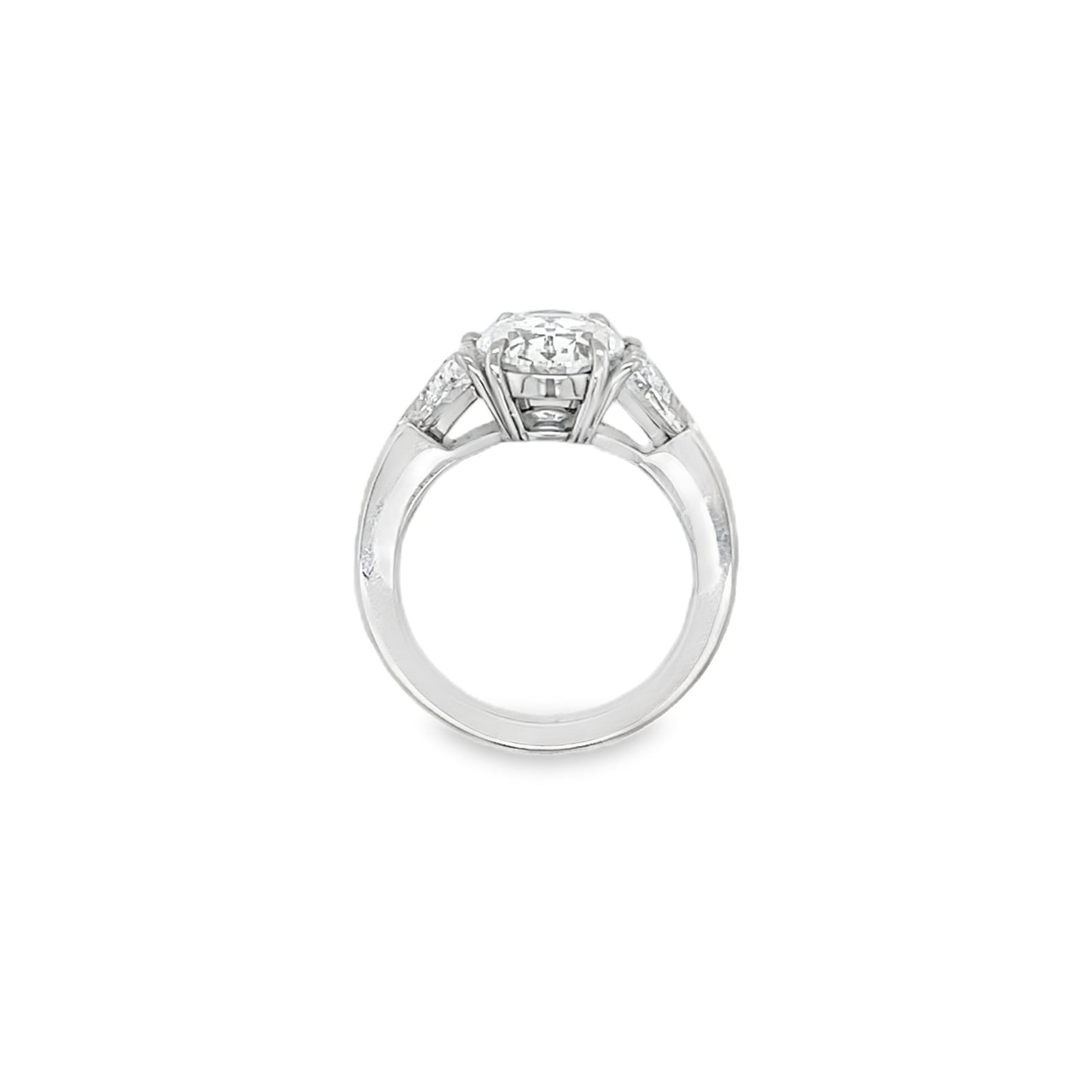 Hans Krieger's Platinum Oval & Trillion-cut Diamond Engagement Ring