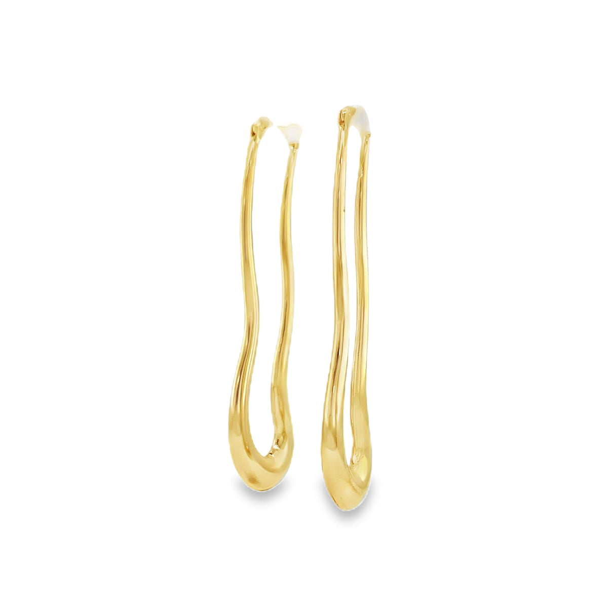 Jai's 14K Yellow Gold Elongated Wavy Hoops