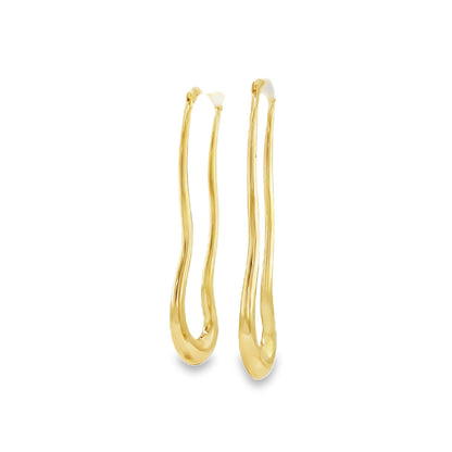 Jai's 14K Yellow Gold Elongated Wavy Hoops