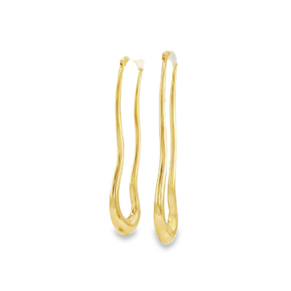 Jai's 14K Yellow Gold Elongated Wavy Hoops