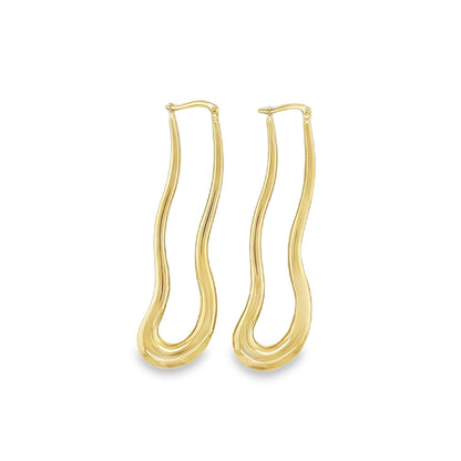 Jai's 14K Yellow Gold Elongated Wavy Hoops