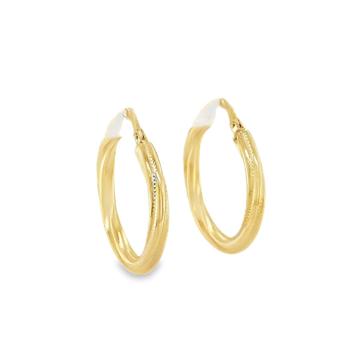 Jai's 14K Yellow Gold Engraved Twisted Hoops