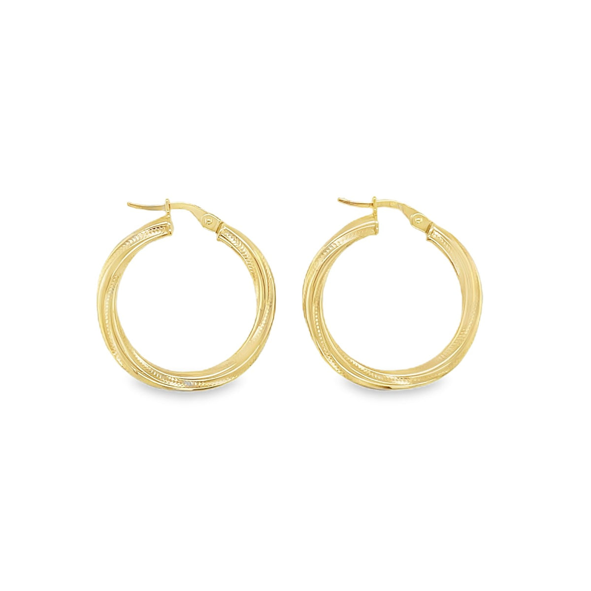 Jai's 14K Yellow Gold Engraved Twisted Hoops
