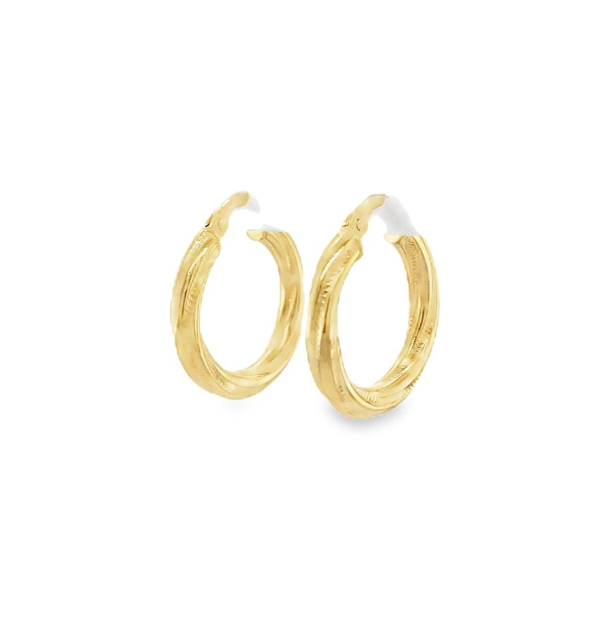 Jai's 14K Yellow Gold Engraved Twisted Hoops