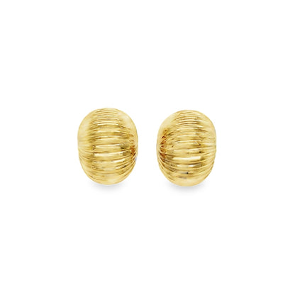 Jai's 14K Yellow Gold Ridged Oval Studs
