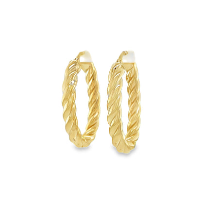 Jai's 14K Yellow Gold Twisted Oval Hoops