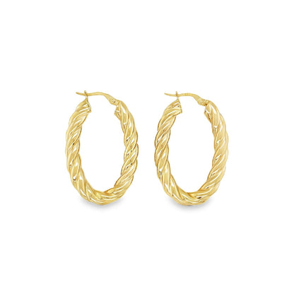 Jai's 14K Yellow Gold Twisted Oval Hoops