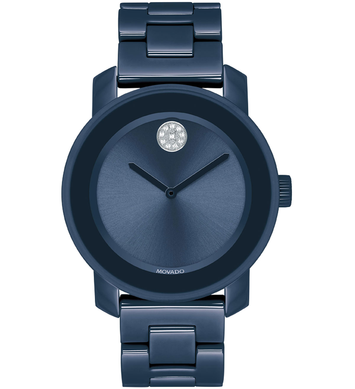 Movado's BOLD Ceramic with Navy Museum Dial & Crystals