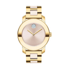 Movado's BOLD Ceramic with Beige Museum Dial & Crystals