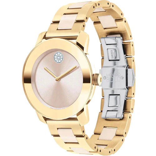 Movado's BOLD Ceramic with Beige Museum Dial & Crystals