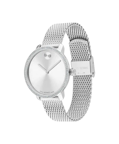 Movado's BOLD Shimmer with Silver-toned Museum Dial & Crystals