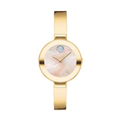 Movado's BOLD Bangle with Mother-of-Pearl Dial & Crystals