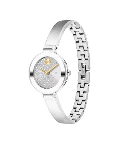 Movado's BOLD Bangle with Silver-tone Museum Dial & Crystals