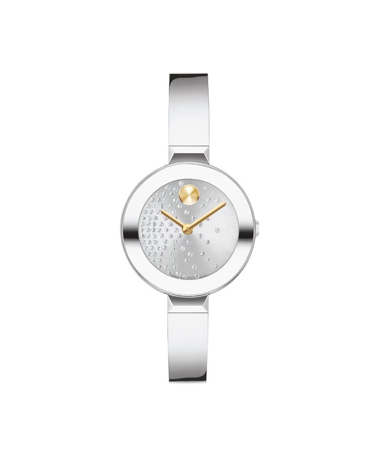 Movado's BOLD Bangle with Silver-tone Museum Dial & Crystals