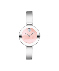 Movado's BOLD Bangle with Pink Mother-of-Pearl Museum Dial & Crystals