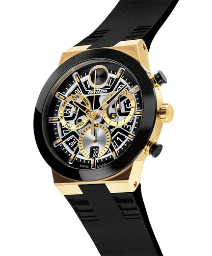 Movado's BOLD Fusion with Black Skeleton Chronograph Dial
