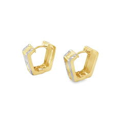 Jai's 14K Two-tone Diamond-cut Squared Huggies