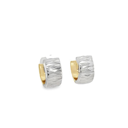 Jai's 14K Two-tone Thick Faceted Huggies