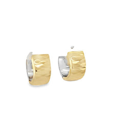 Jai's 14K Two-tone Thick Faceted Huggies
