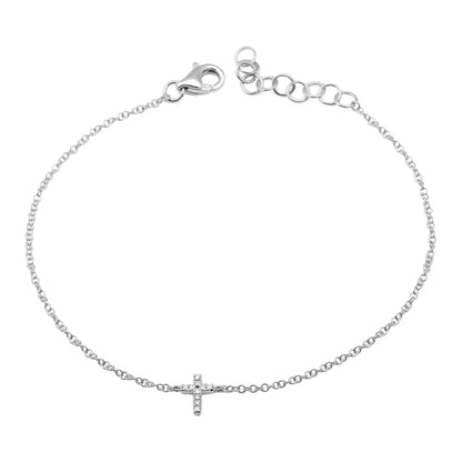 Jai's 14K White Gold Diamond Cross Bracelet