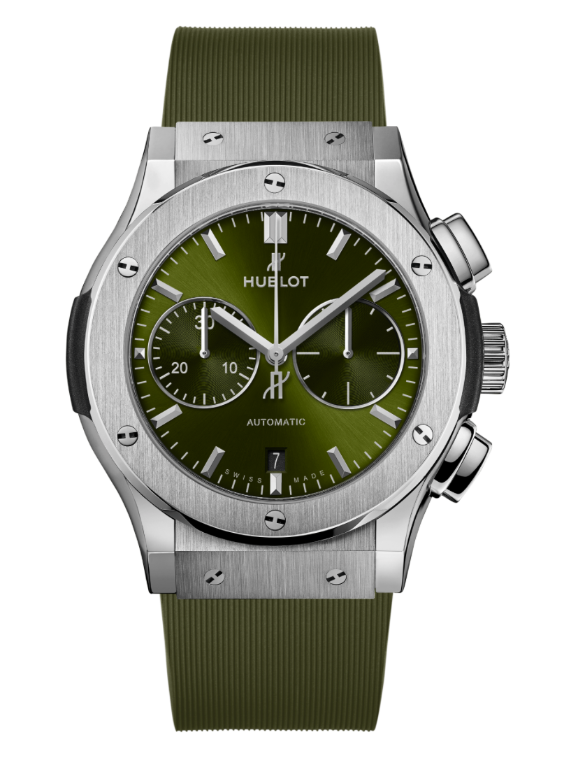 Hublot's Classic Fusion Chronograph Titanium Green with Green Dial