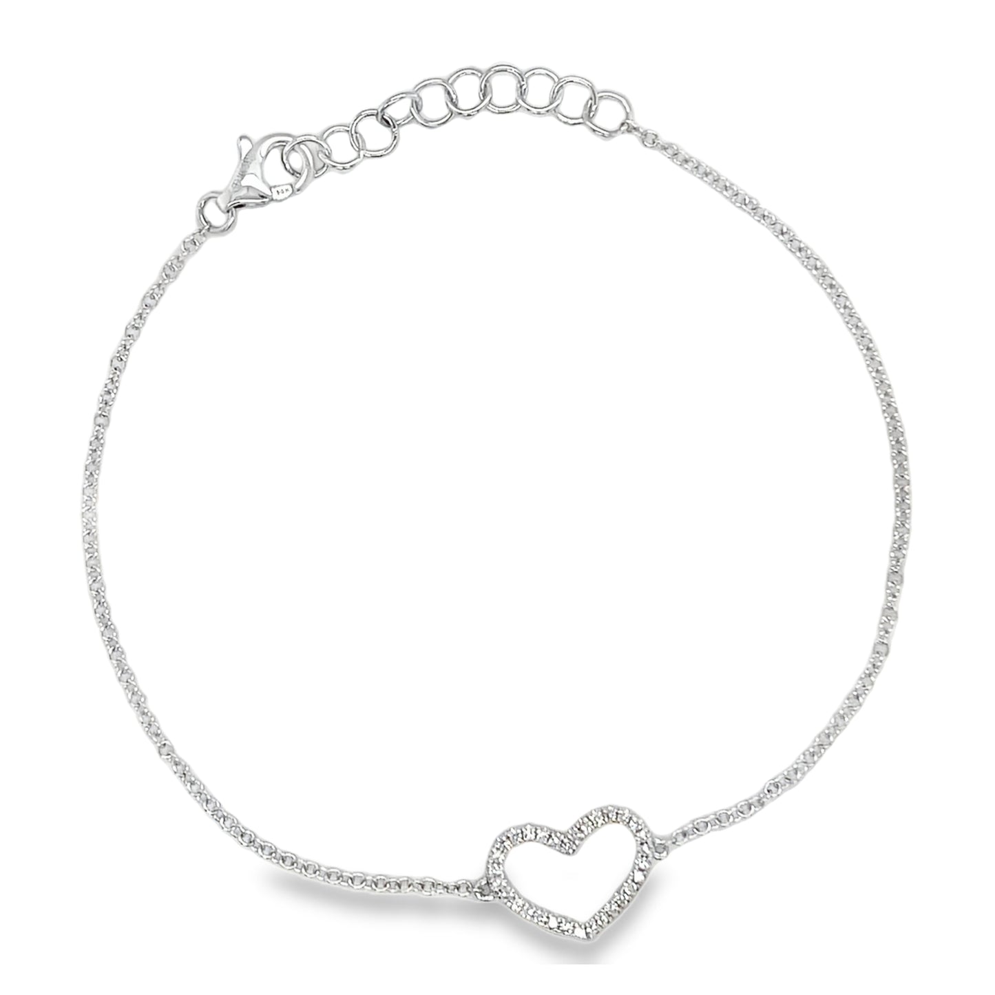 Jai's 14K White Gold Diamond Heart Bracelet