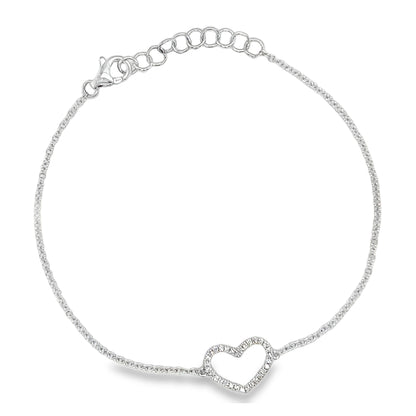 Jai's 14K White Gold Diamond Heart Bracelet
