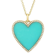 Jai's 14K Yellow Gold Turquoise & Diamond Heart Necklace