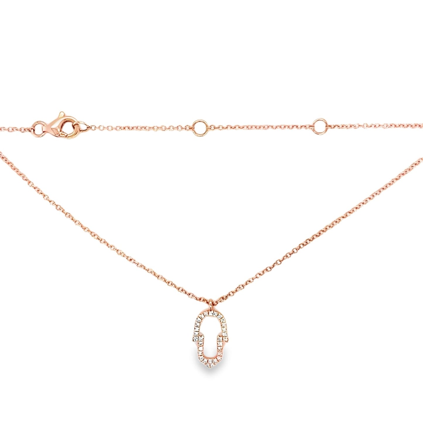 Jai's 14K Rose Gold Diamond Hamsa Hand Necklace - 18"