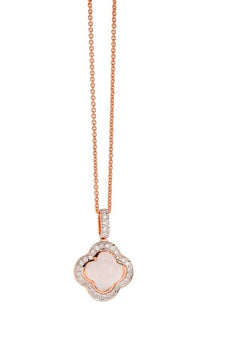Hulchi Belluni's 18K Rose Gold Quartz & Diamond Quadrifoglio Necklace