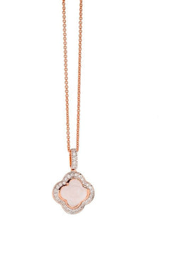 Hulchi Belluni's 18K Rose Gold Diamond & Quartz Quadrifoglio Necklace