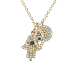 Jai's 14K Yellow Gold Sapphire & Diamond Charm Necklace