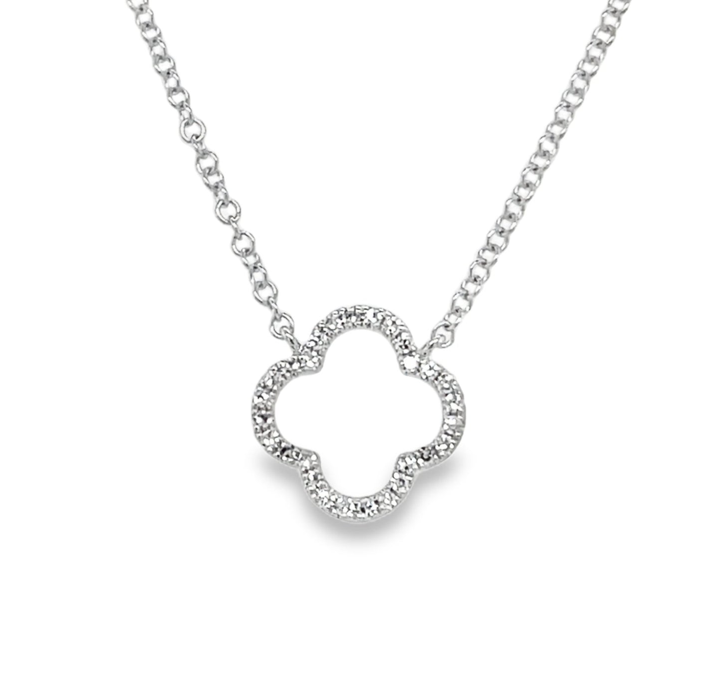 Jai's 14K White Gold Diamond Clover Necklace